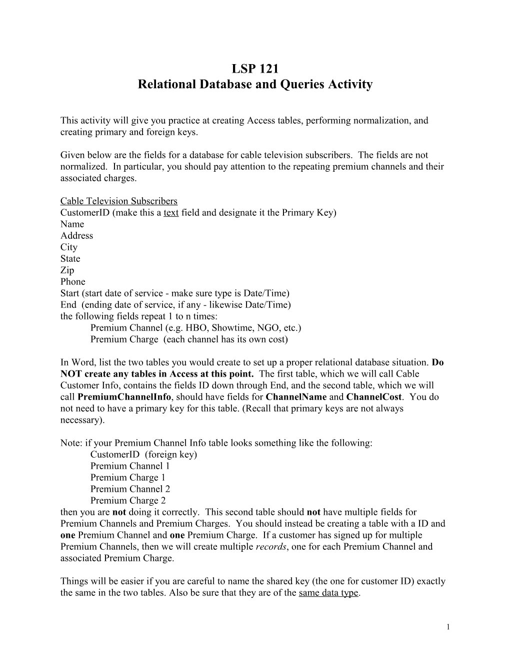 Relational Database and Queries Activity