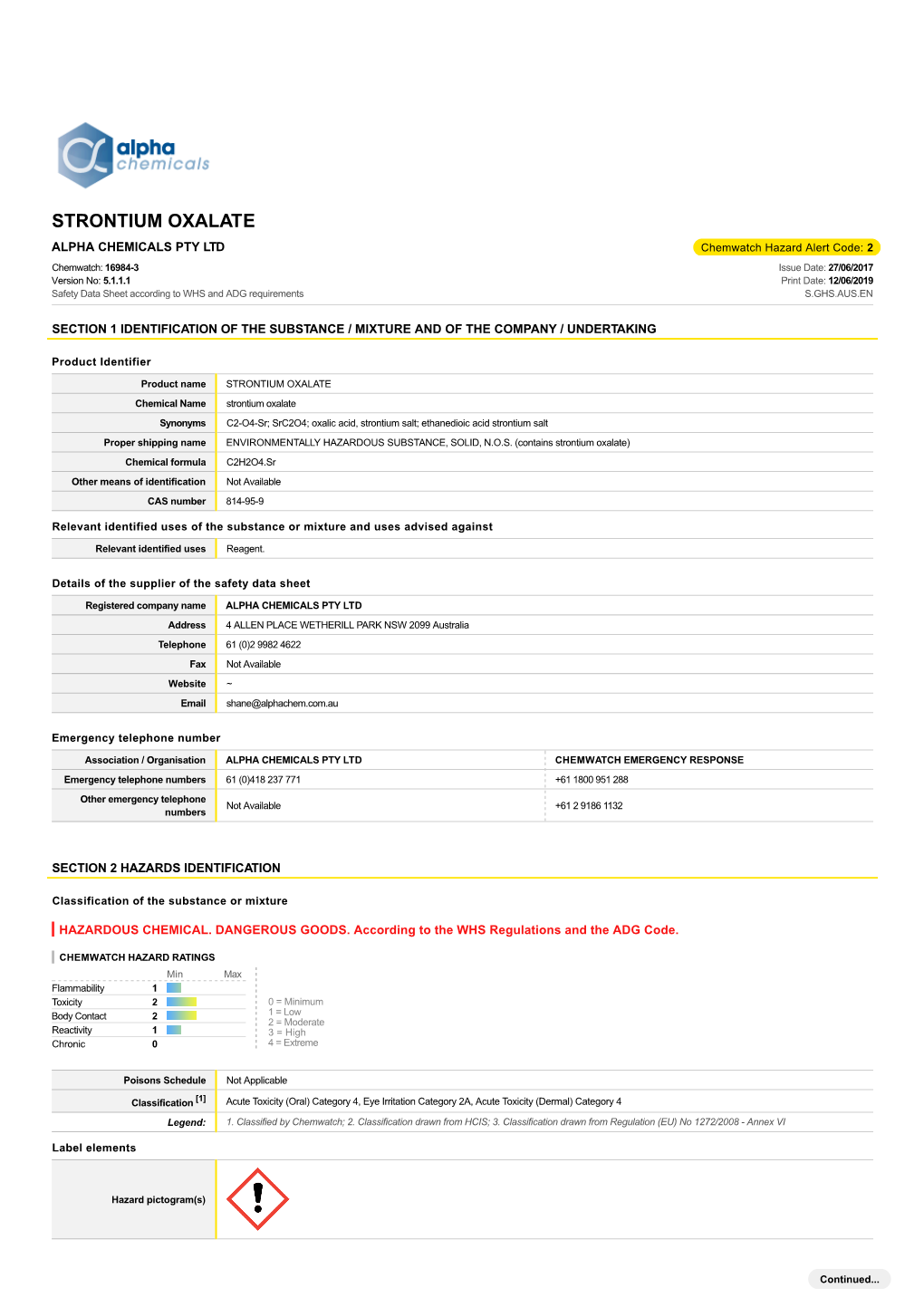 Strontium Oxalate