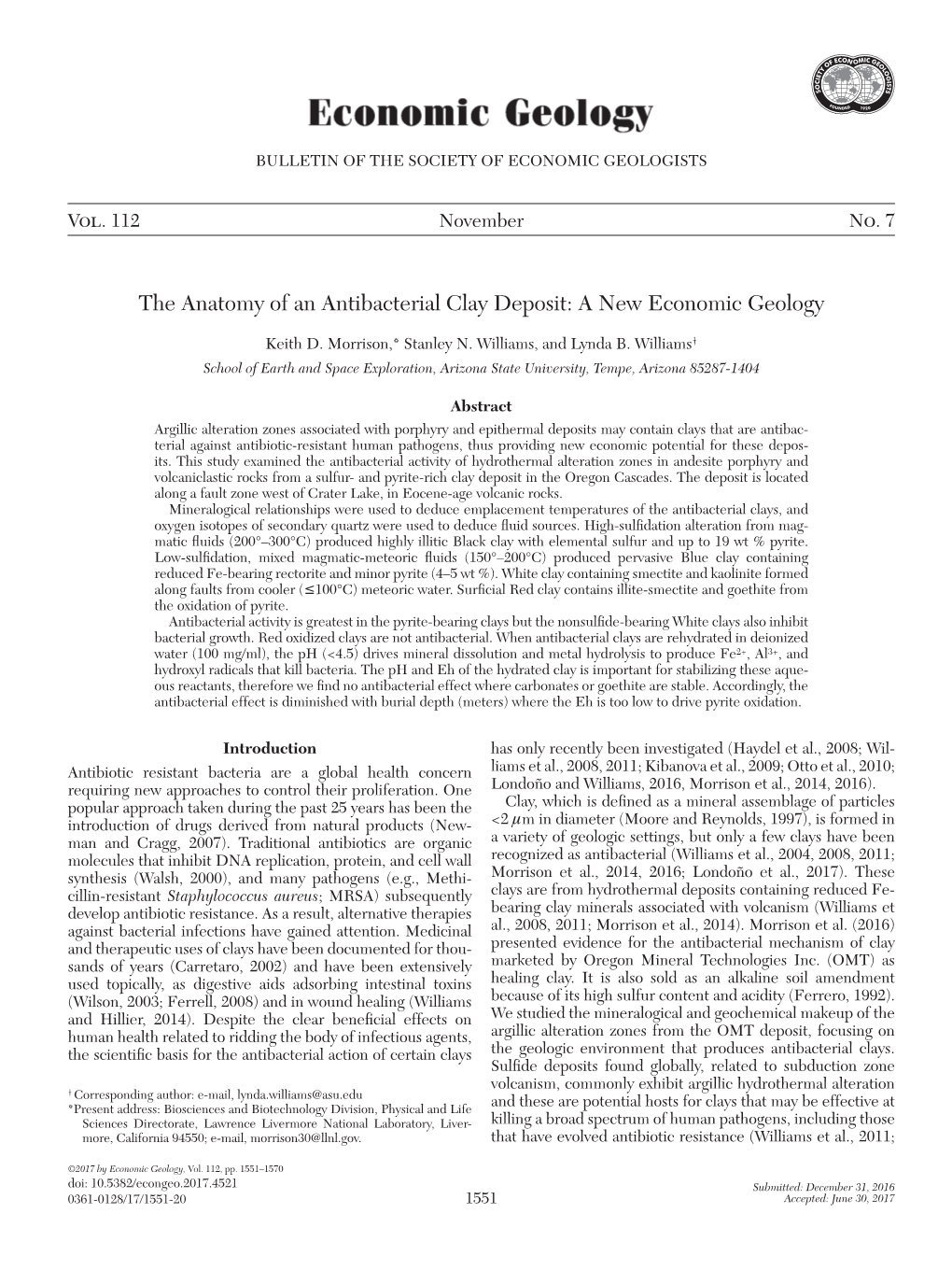 The Anatomy of an Antibacterial Clay Deposit: a New Economic Geology