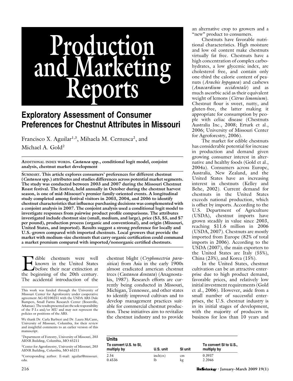 Production and Marketing Reports