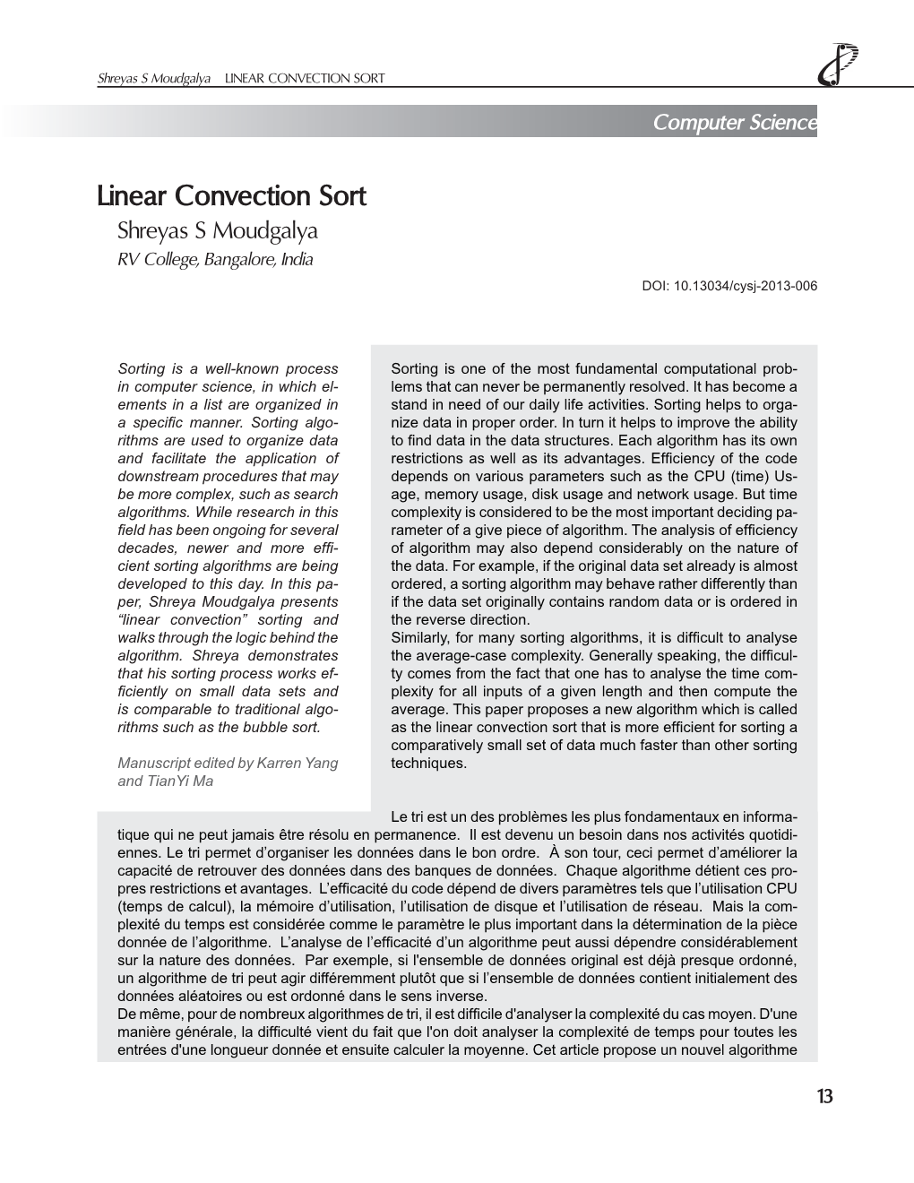 Linear Convection Sort