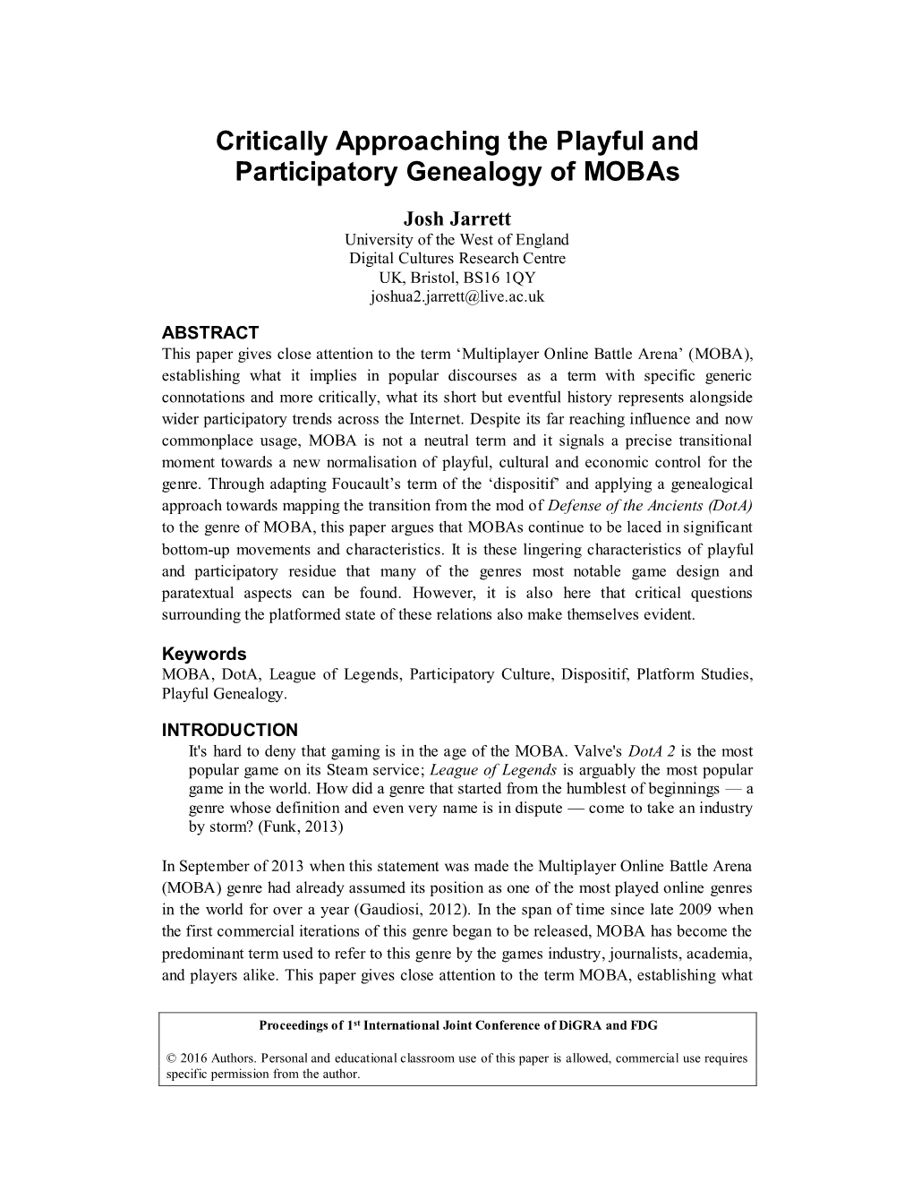 Critically Approaching the Playful and Participatory Genealogy of Mobas