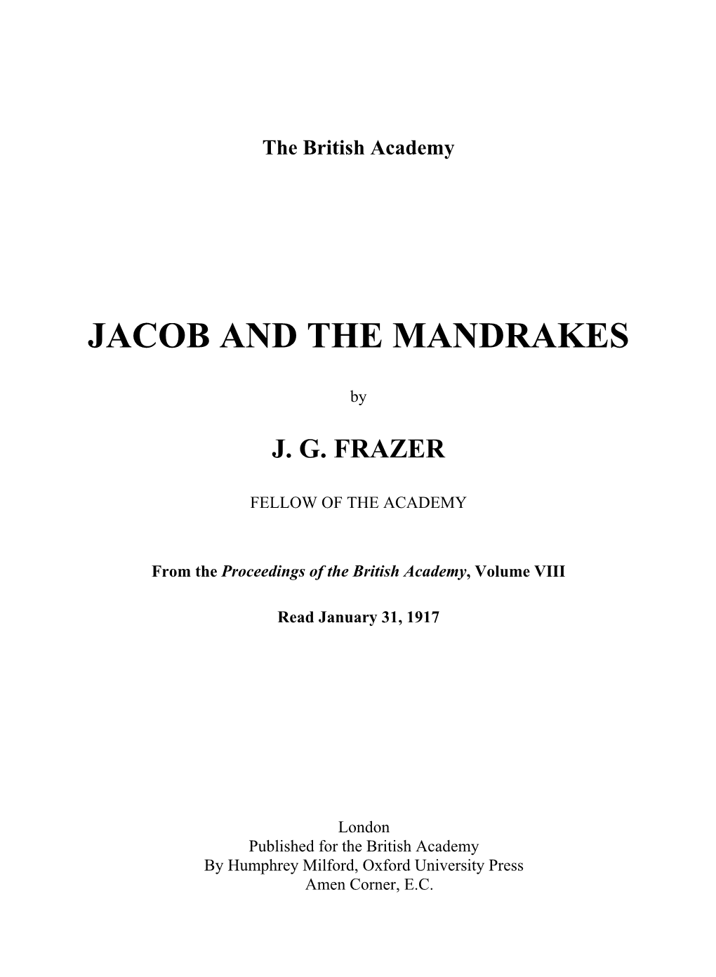 Jacob and the Mandrakes
