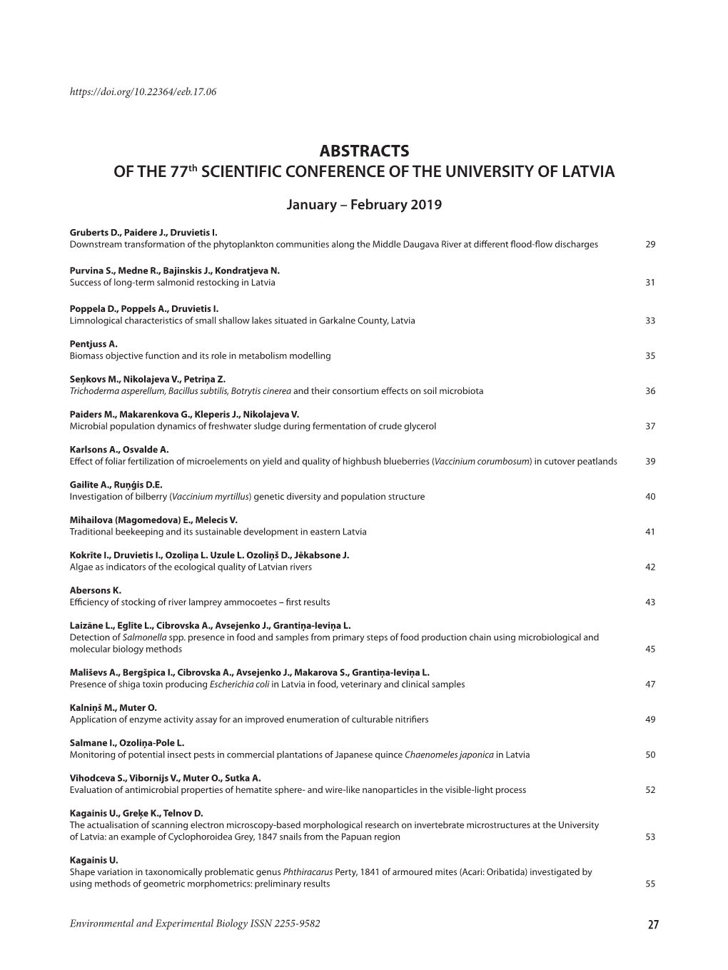 ABSTRACTS of the 77Th SCIENTIFIC CONFERENCE of the UNIVERSITY of LATVIA