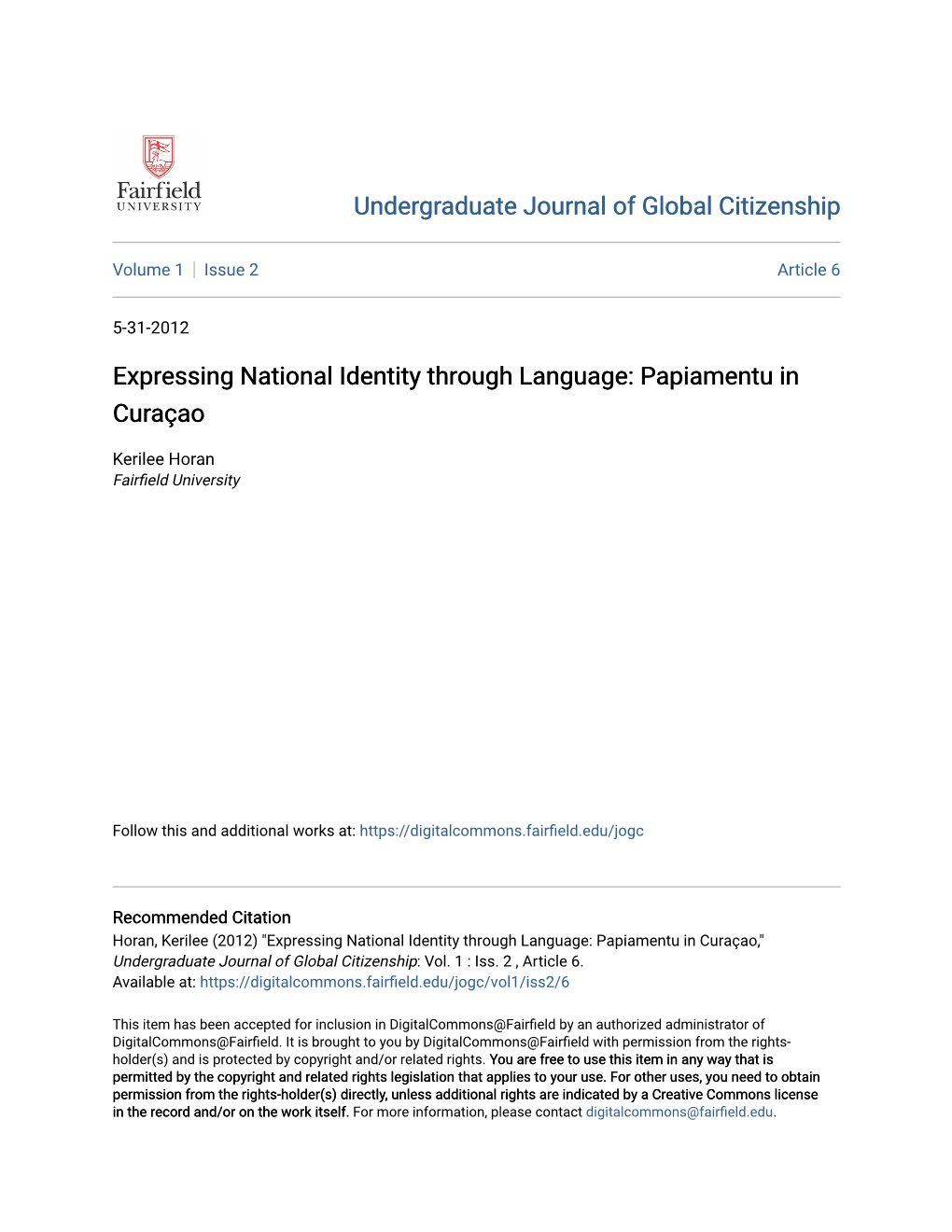 Expressing National Identity Through Language: Papiamentu in Curaã§Ao