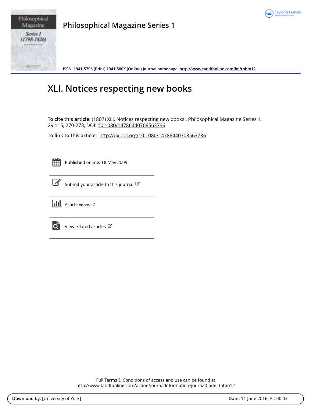 XLI. Notices Respecting New Books