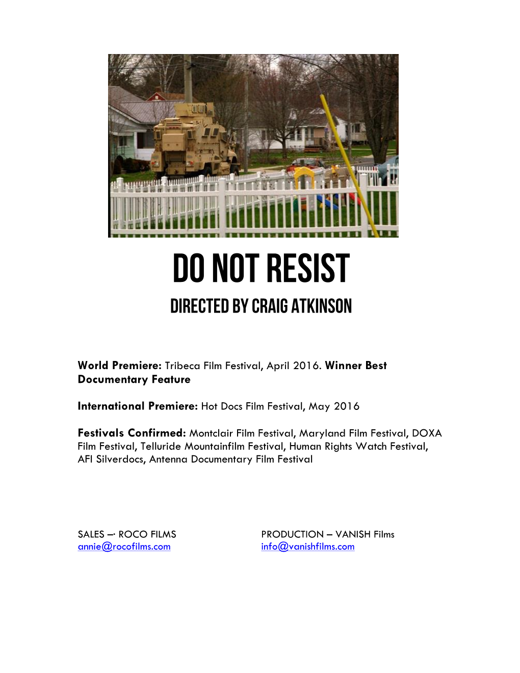 Do Not Resist Directed by Craig Atkinson