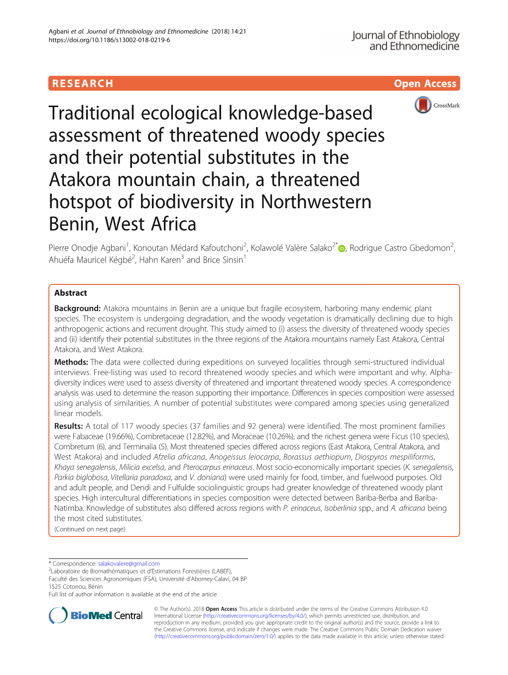 Traditional Ecological Knowledge-Based Assessment Of