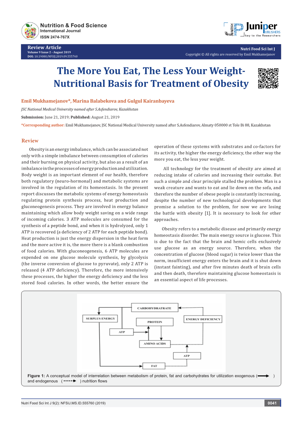 The More You Eat, the Less Your Weight- Nutritional Basis for Treatment of Obesity