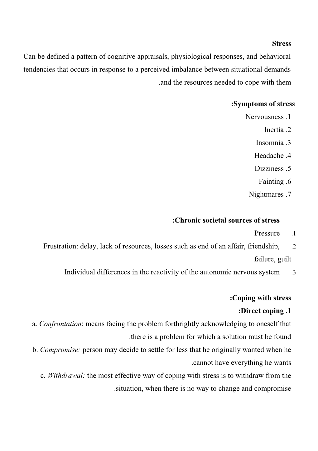 Chronic Societal Sources of Stress