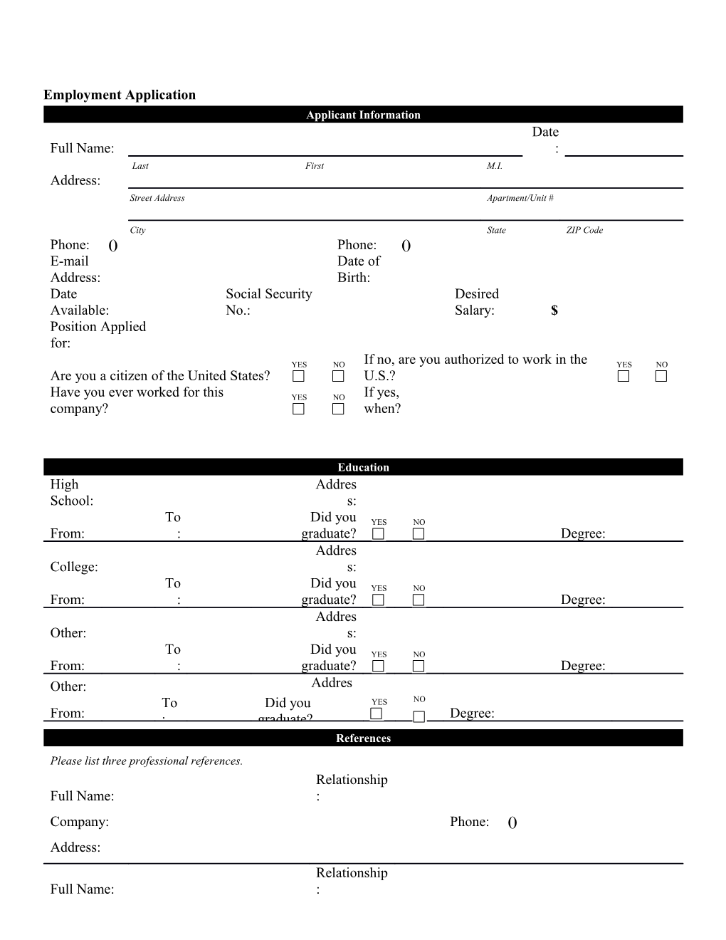 Employment Application s10