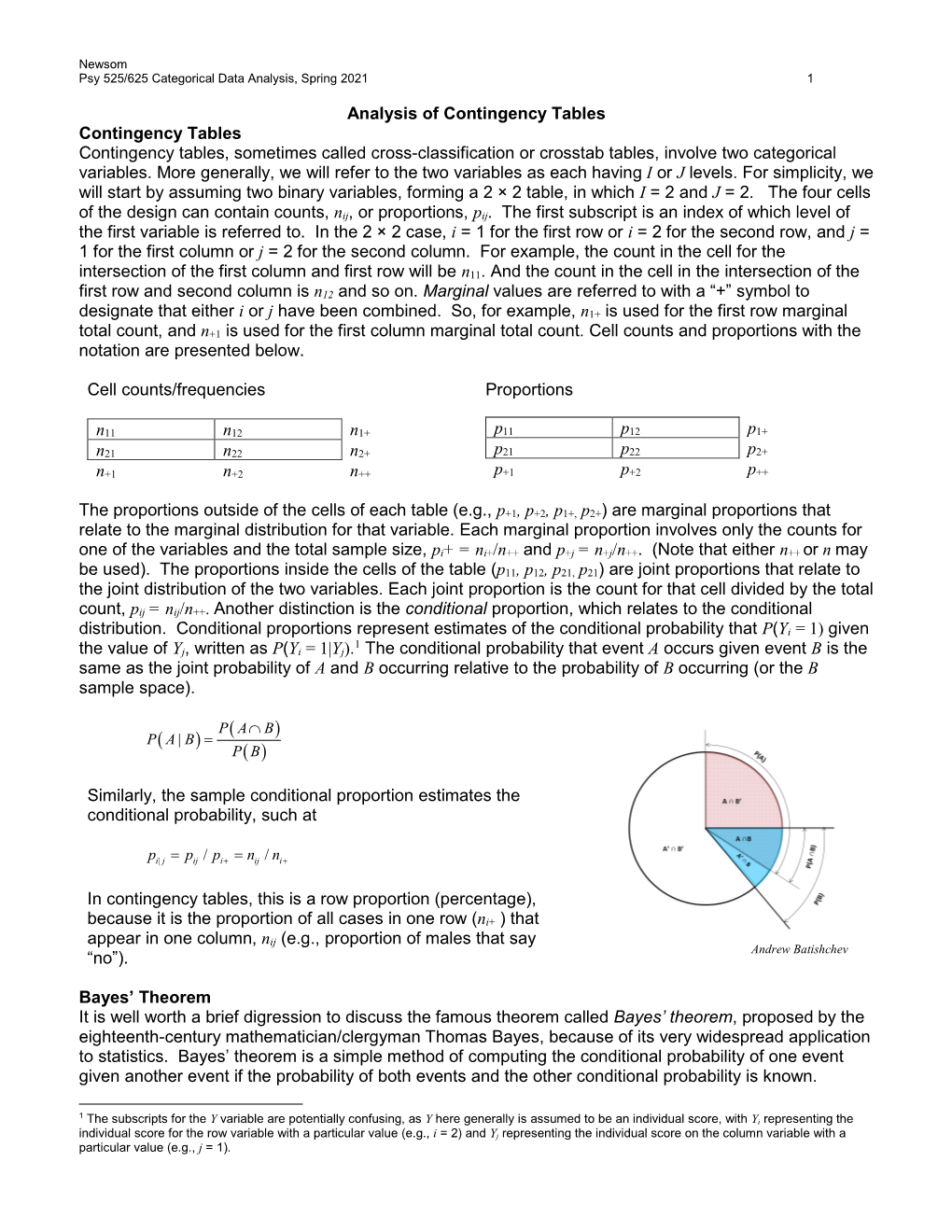 Analysis of Contingency Tables Contingency Tables Contingency Tables, Sometimes Called Cross-Classification Or Crosstab Tables, Involve Two Categorical Variables