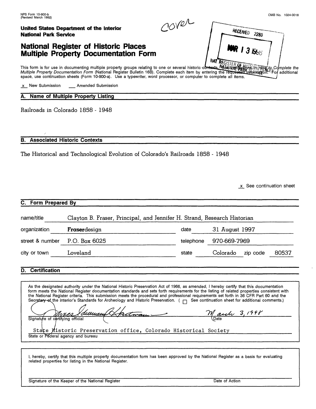 National Register of Historic Places Multiple Property Documentation Form