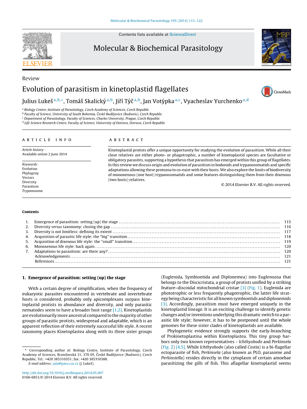 Evolution of Parasitism in Kinetoplastid Flagellates