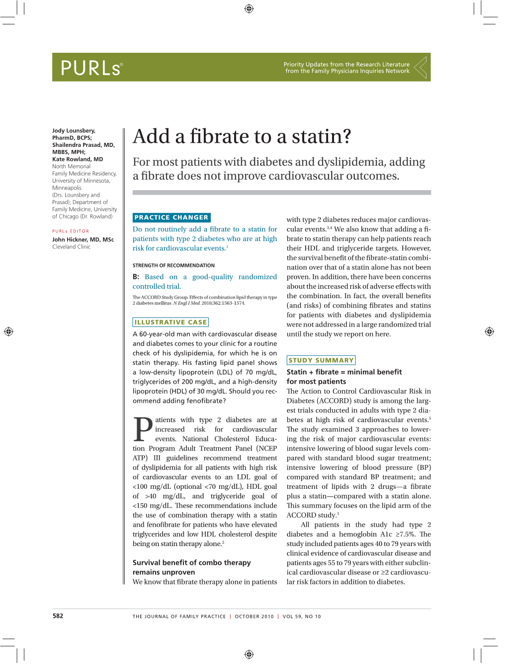 Add a Fibrate to a Statin?