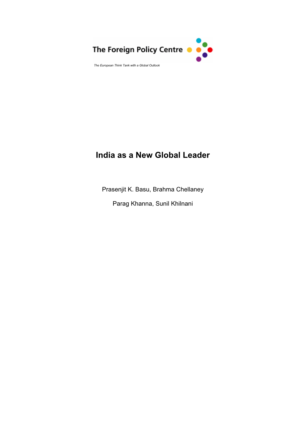 India As a New Global Leader