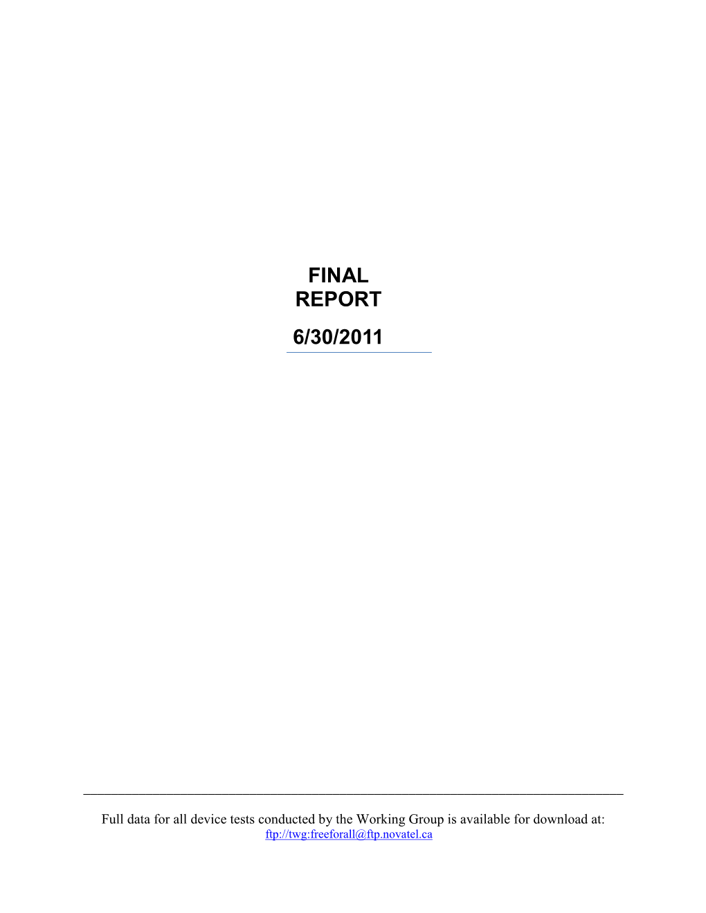 Final Report 6/30/2011