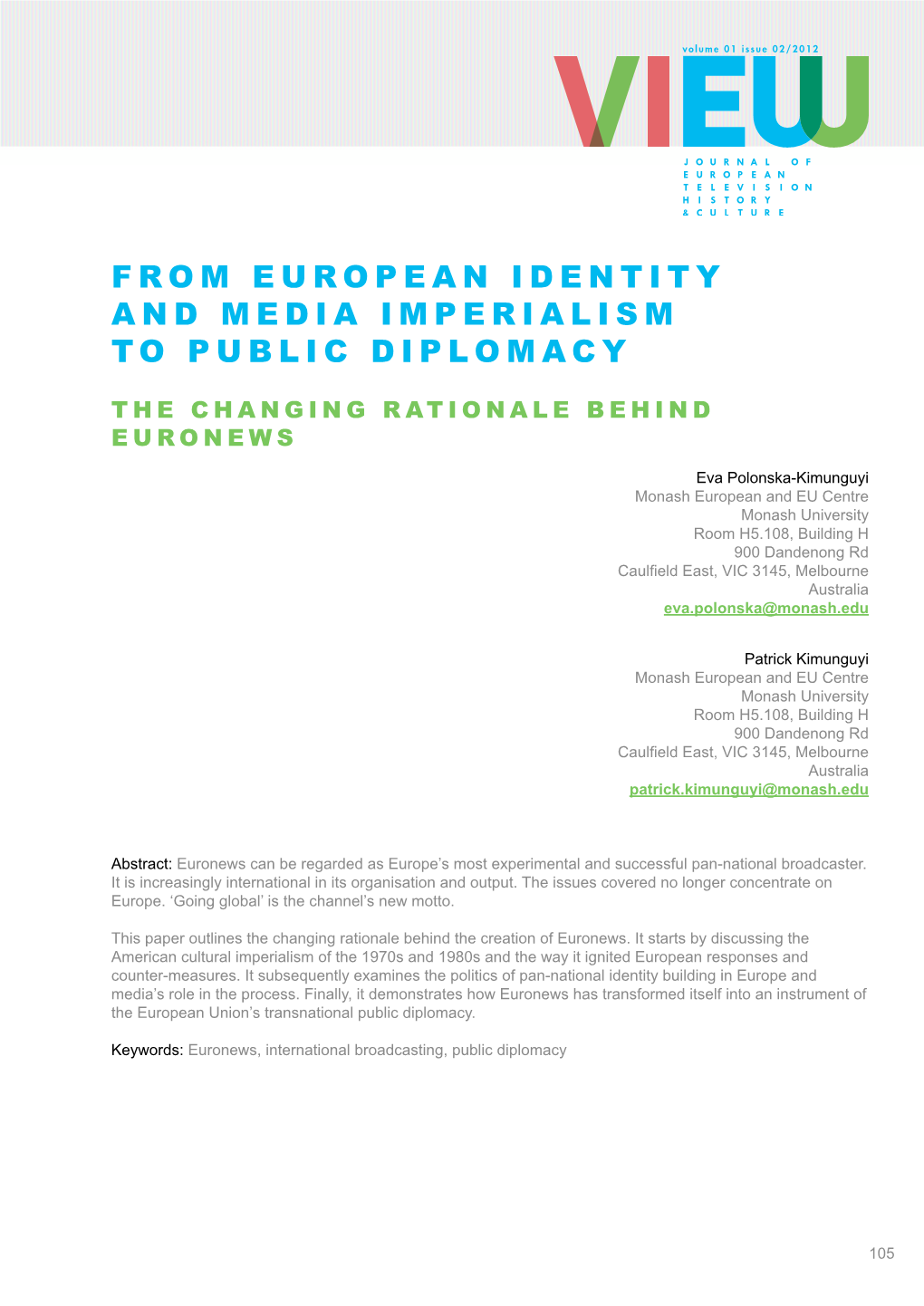 From European Identity and Media Imperialism to Public Diplomacy
