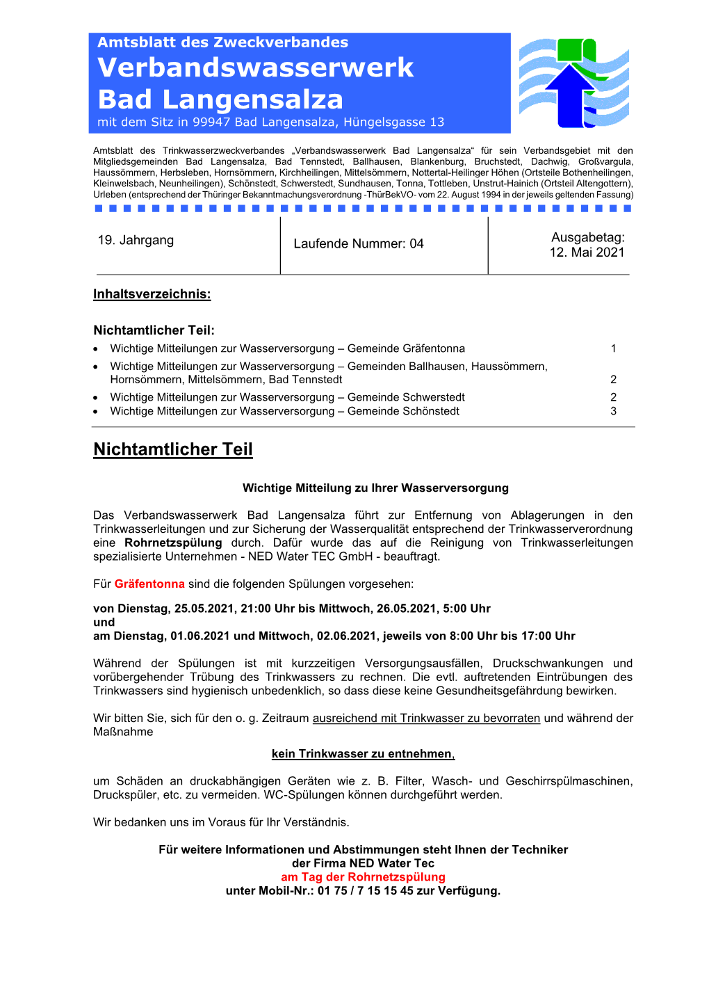 Verbandswasserwerk Bad Langensalza / AZV „Mittlere Unstrut“