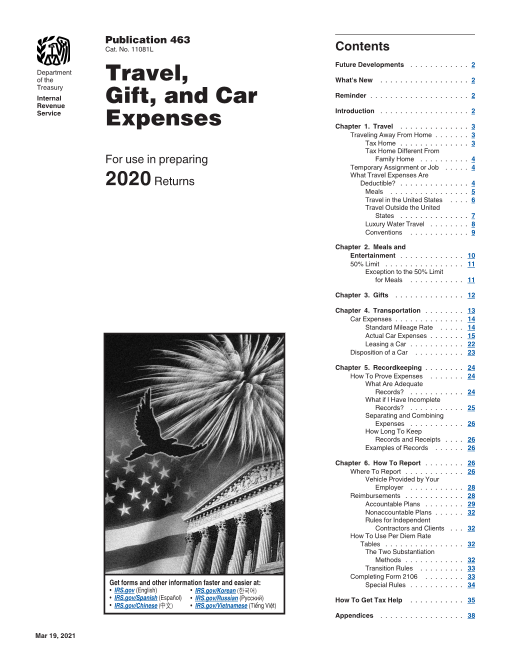 Publication 463, Travel, Entertainment, Gift, and Car Expenses