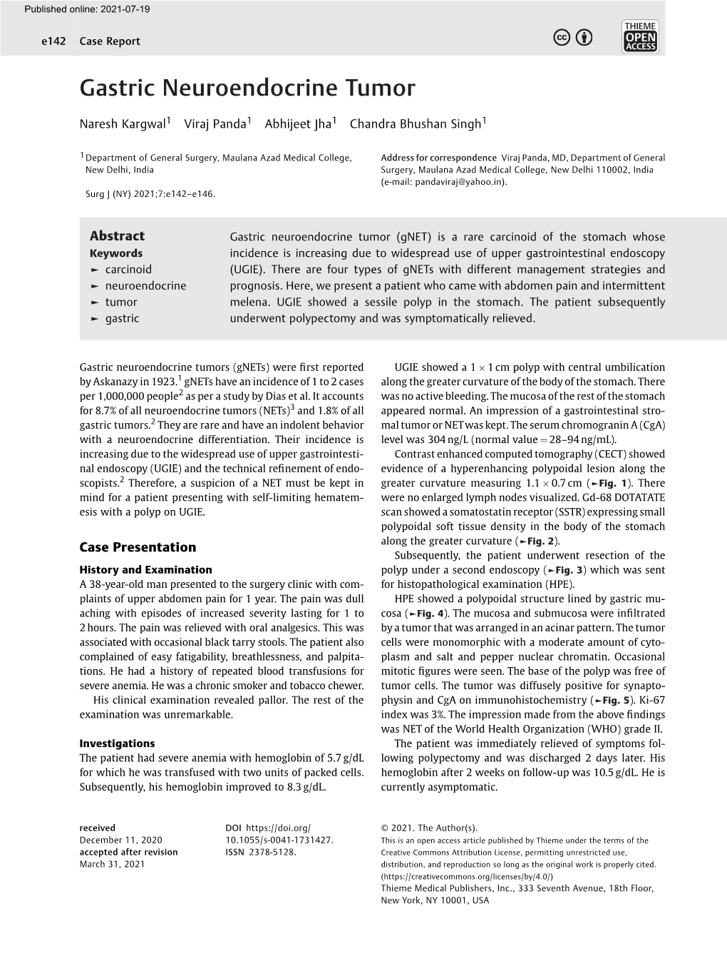 Gastric Neuroendocrine Tumor