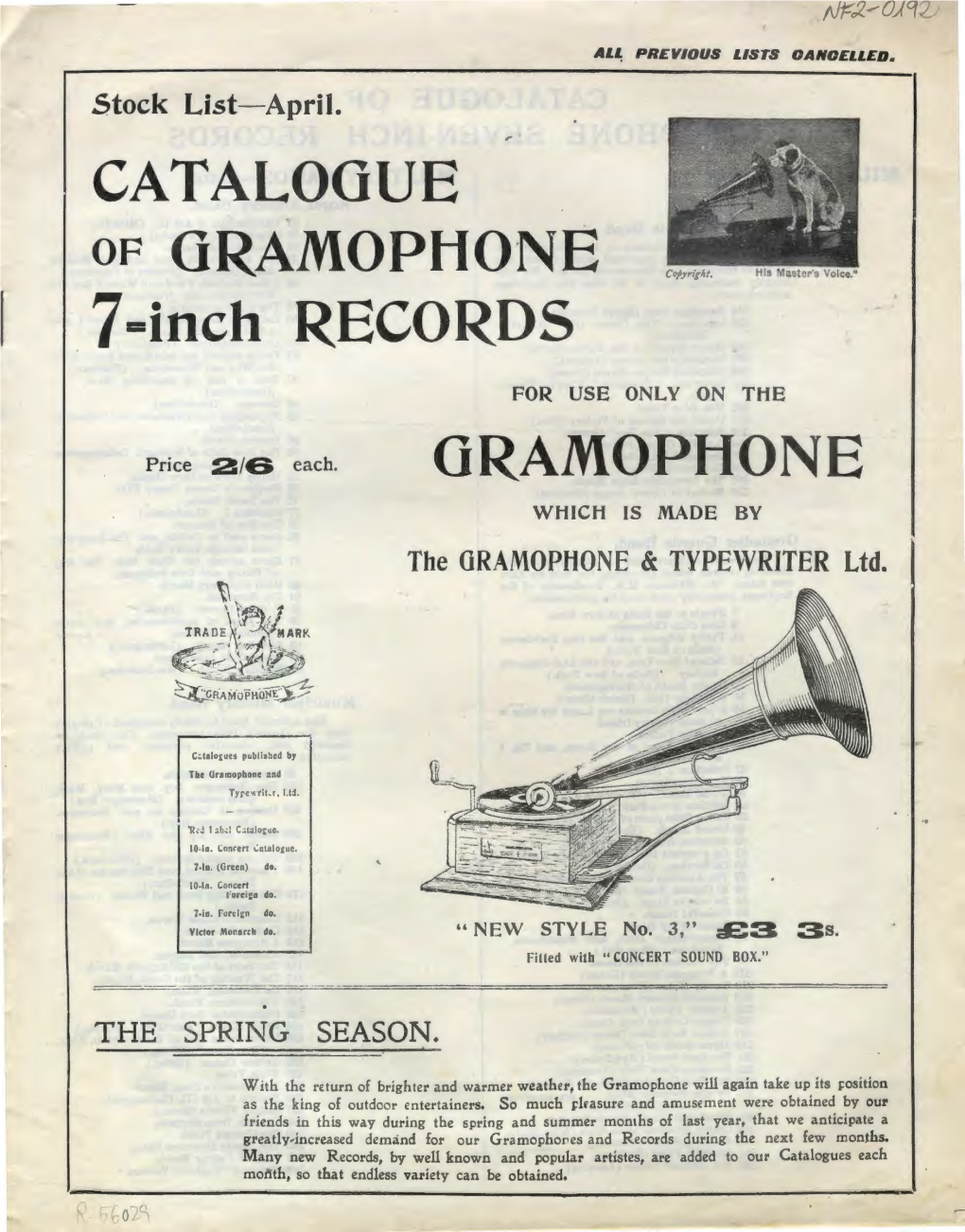 Gramophone. Catálogo