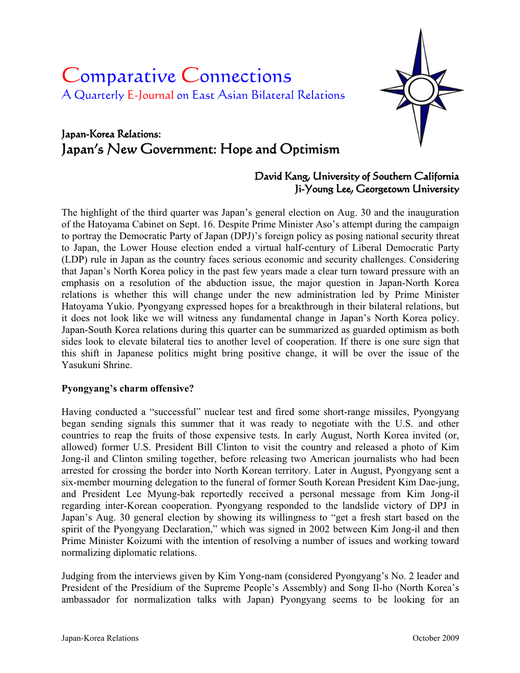 Comparative Connections a Quarterly E-Journal on East Asian Bilateral Relations