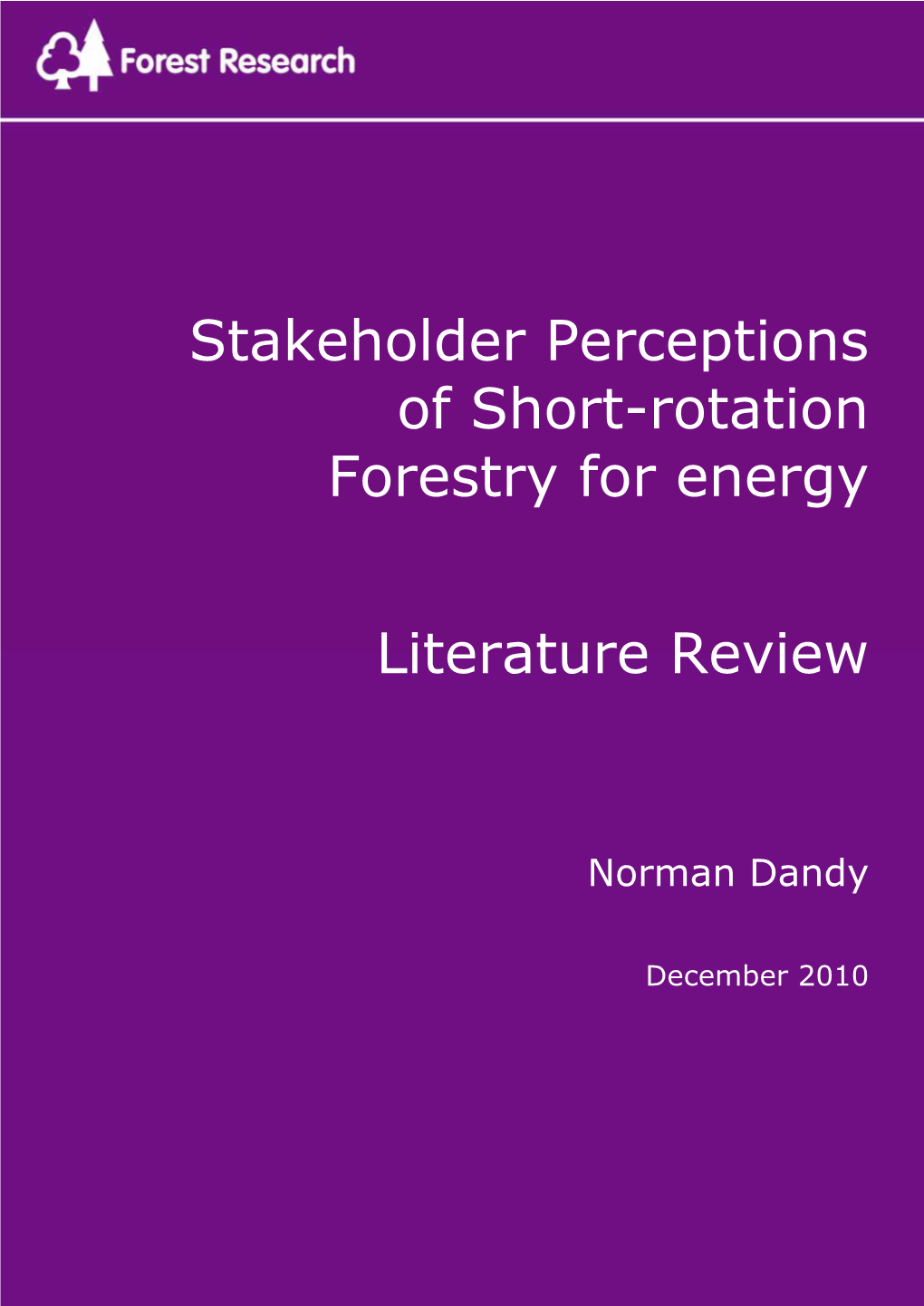 Stakeholder Perceptions of Short-Rotation Forestry for Energy
