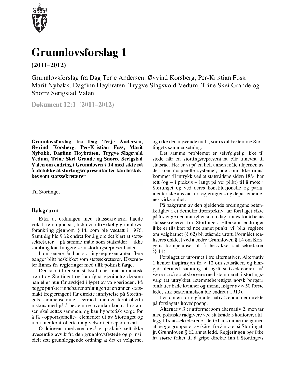 Grunnlovsforslag 1