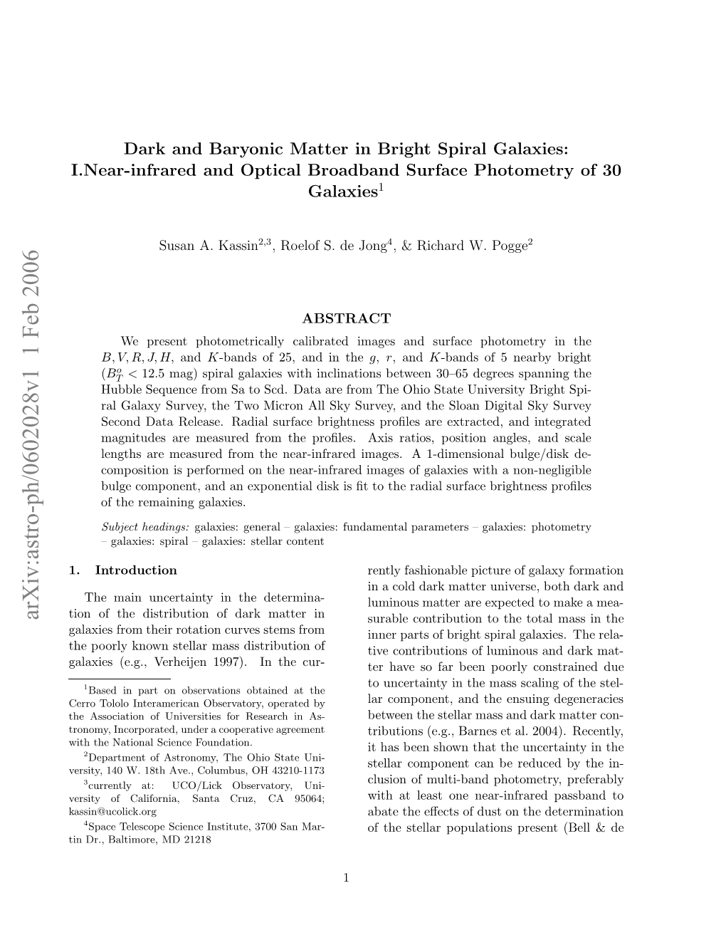 Arxiv:Astro-Ph/0602028V1 1 Feb 2006