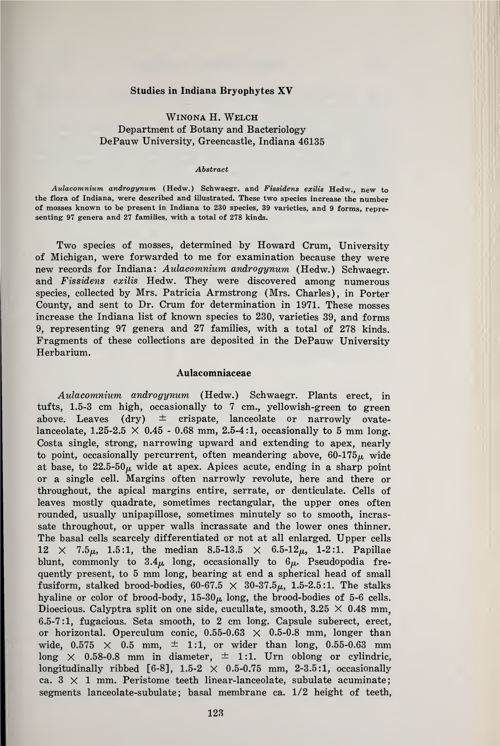 Proceedings of the Indiana Academy of Science