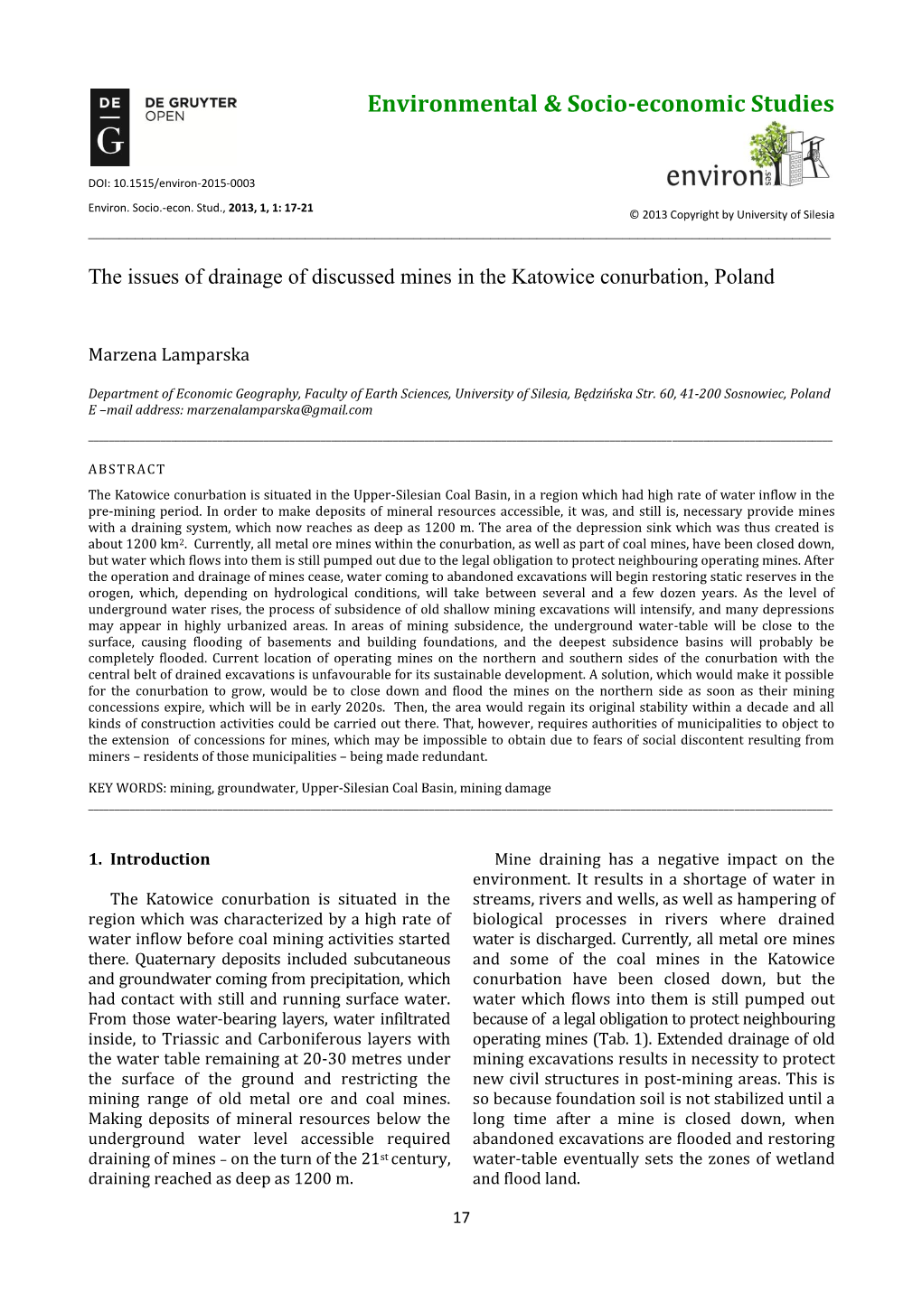 Environmental & Socio-Economic Studies