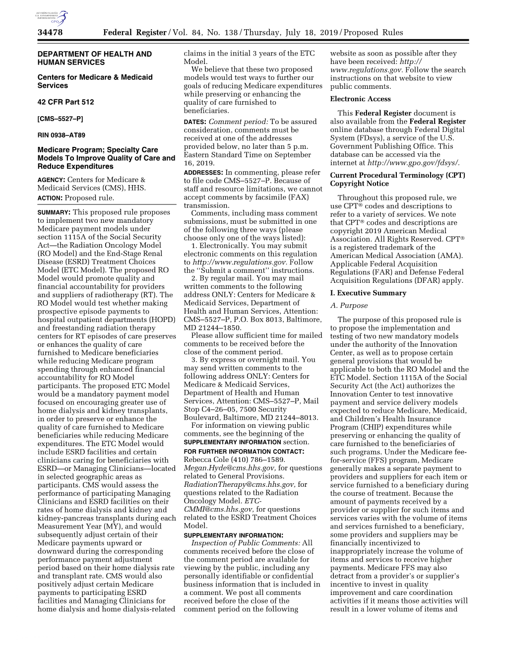 Federal Register/Vol. 84, No. 138/Thursday, July 18, 2019