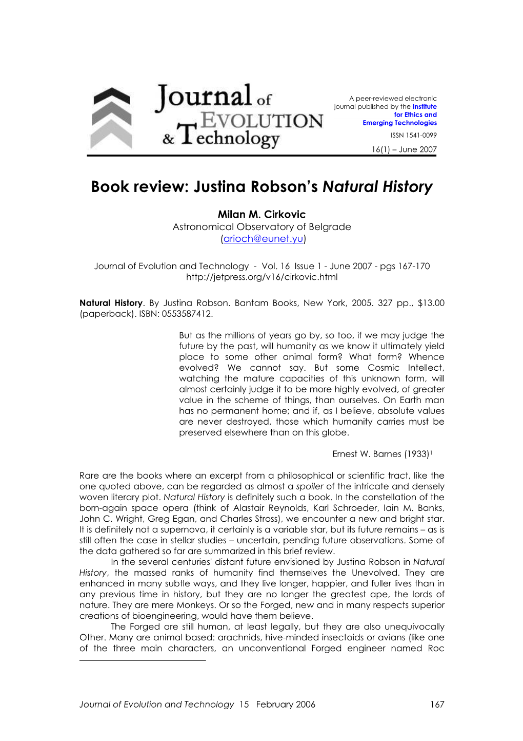 Book Review: Justina Robson's Natural History