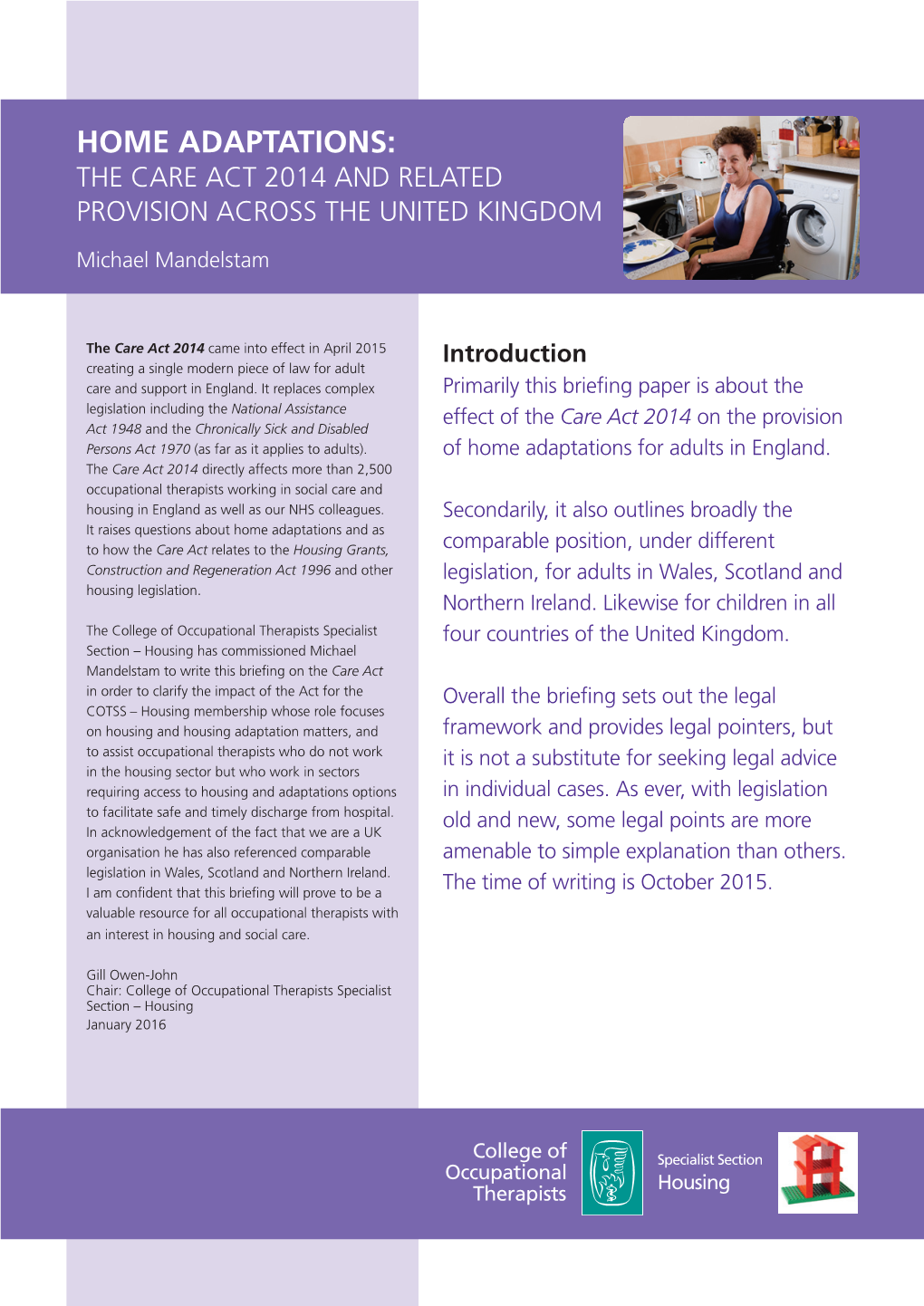 Care Act 2014 and Related Provision Across the United Kingdom