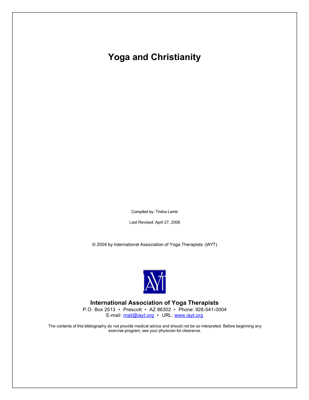 Yoga and Christianity