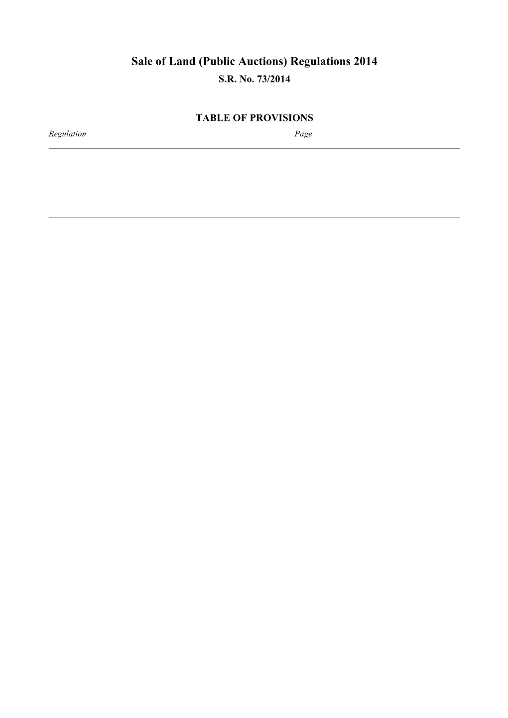 Sale of Land (Public Auctions) Regulations 2014