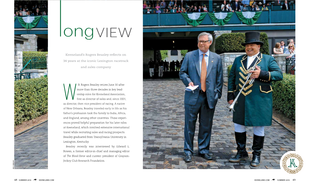 Keeneland's Rogers Beasley Reflects on 34 Years at the Iconic Lexington