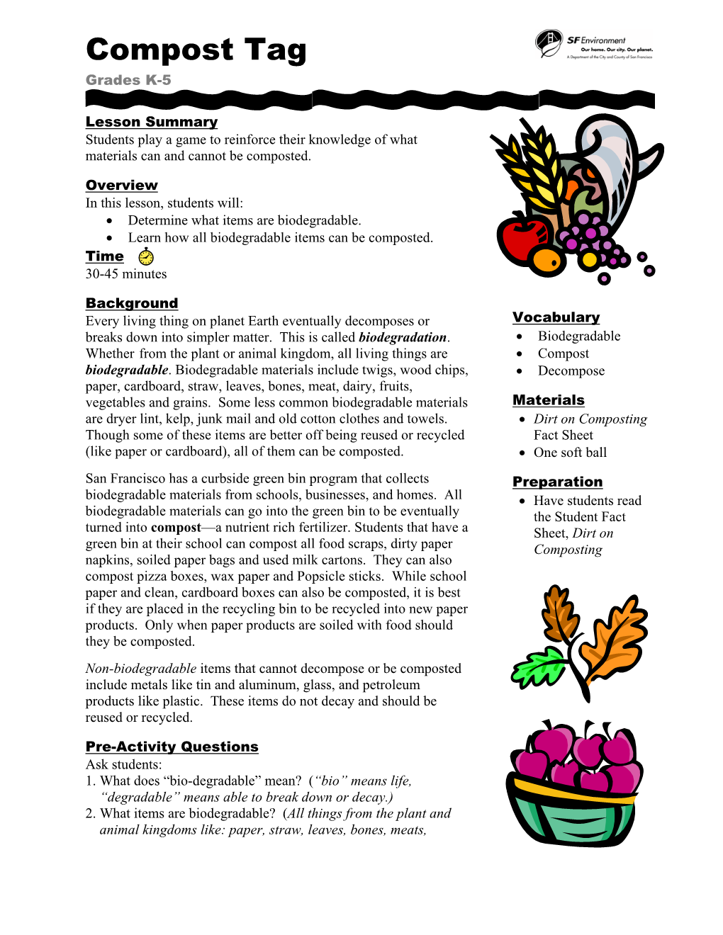 Compost Tag Grades K-5