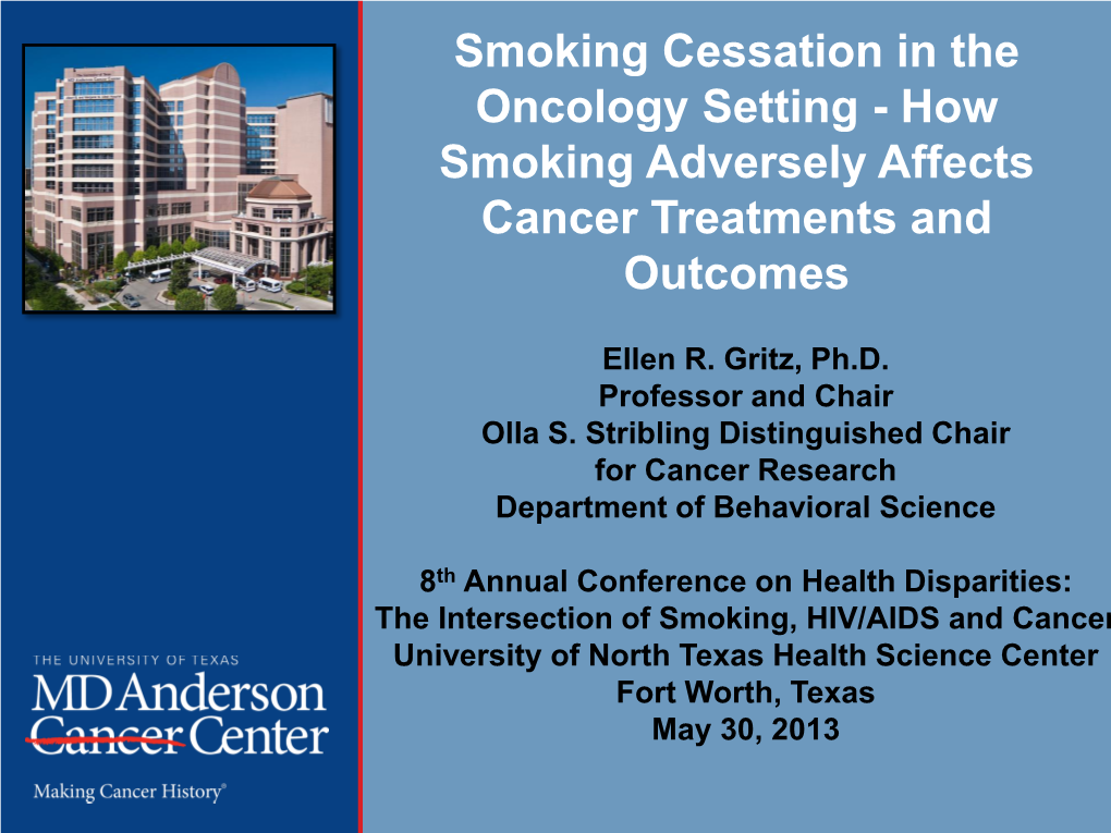 Smoking Cessation in Chronic Disease Populations, Cancer, HIV