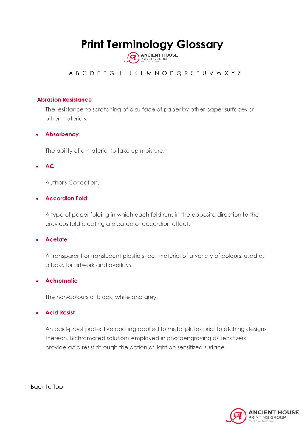 Print Terminology Glossary