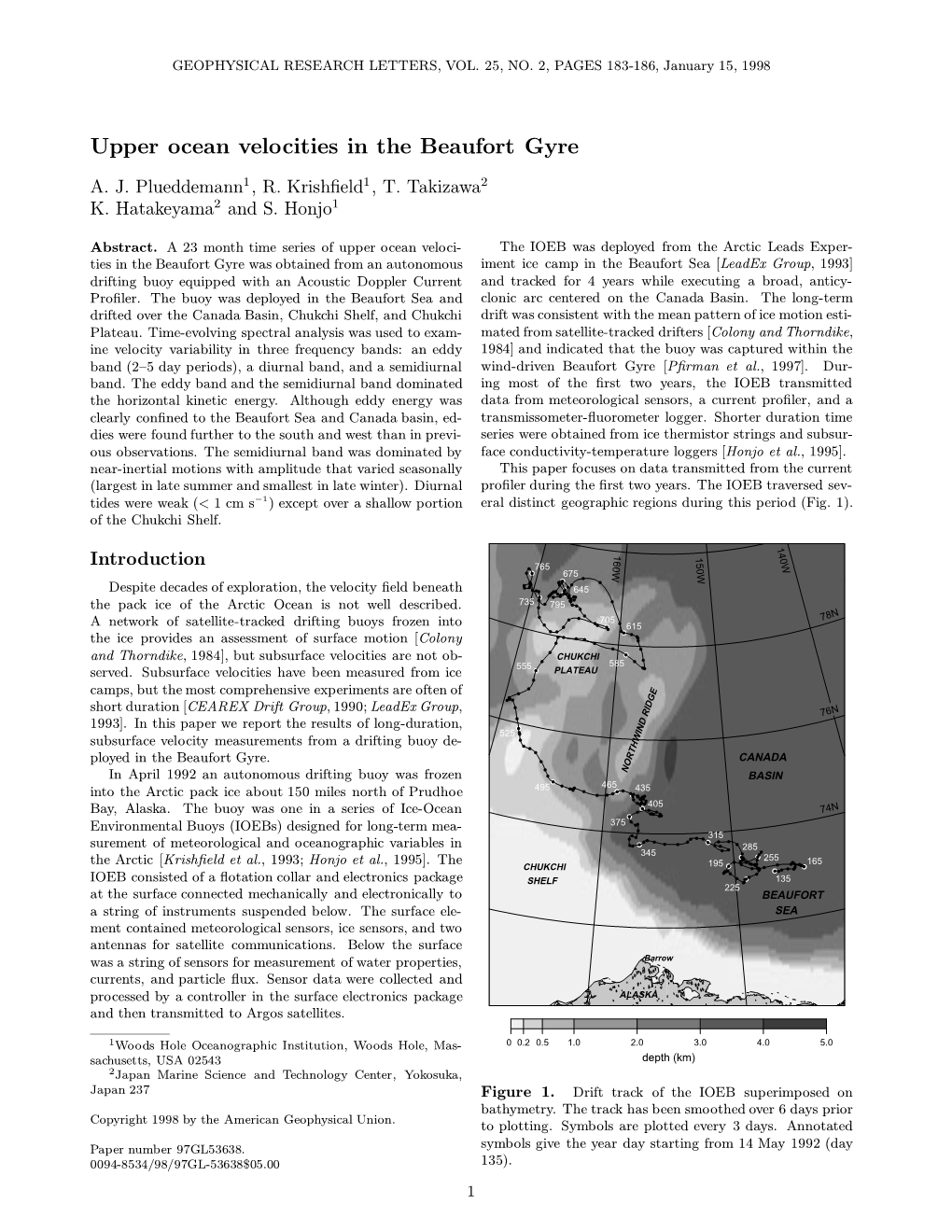 Upper Ocean Velocities in the Beaufort Gyre