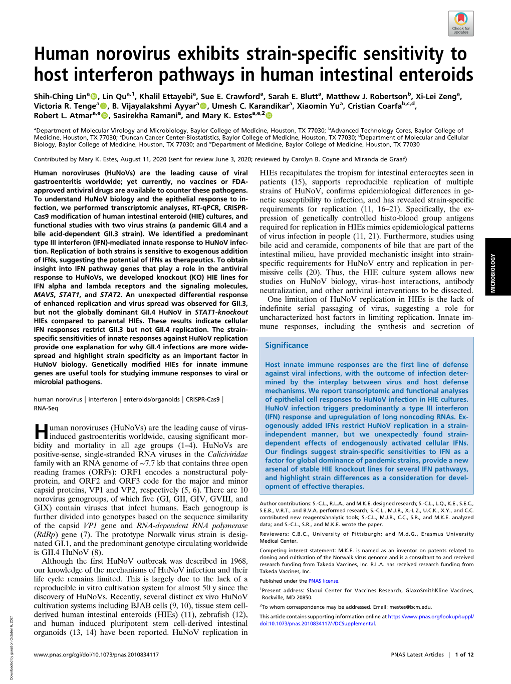 Human Norovirus Exhibits Strain-Specific Sensitivity to Host Interferon Pathways in Human Intestinal Enteroids