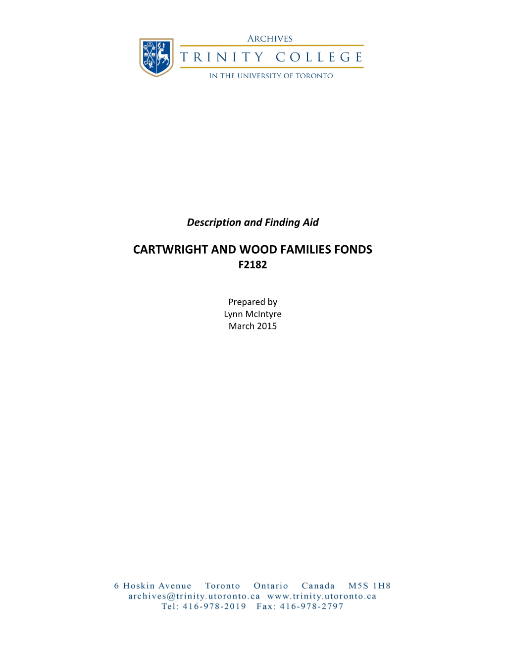 Cartwright and Wood Families Fonds F2182