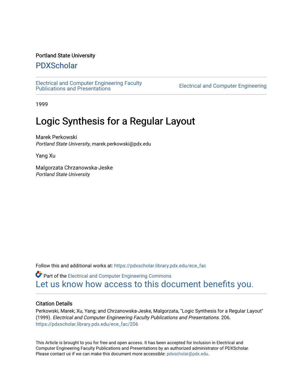 Logic Synthesis for a Regular Layout