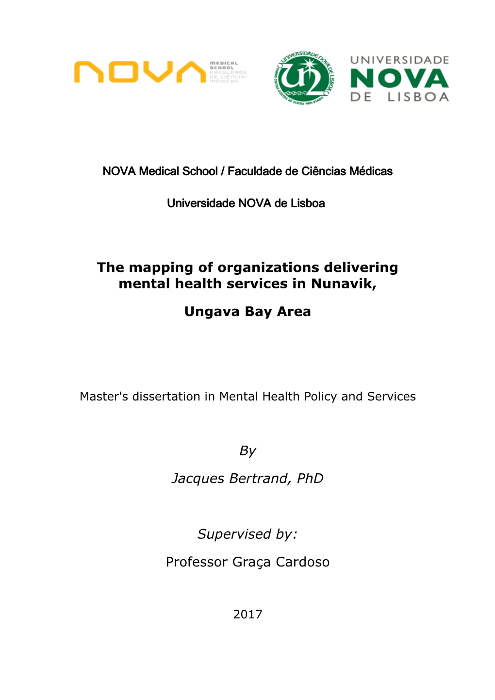 The Mapping of Organizations Delivering Mental Health Services in Nunavik