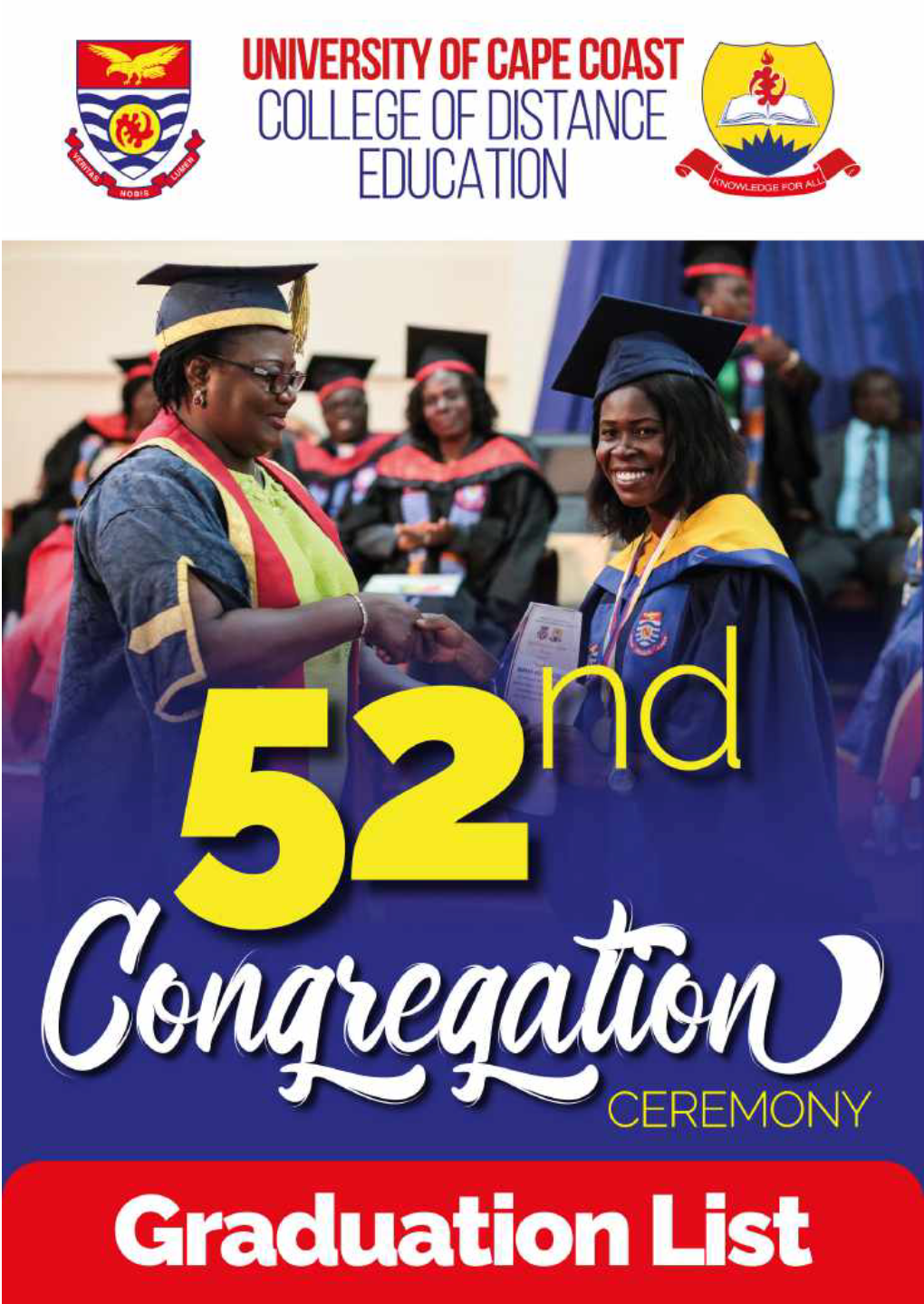 Download 52Nd Congregation Ceremony List of Graduants 2020