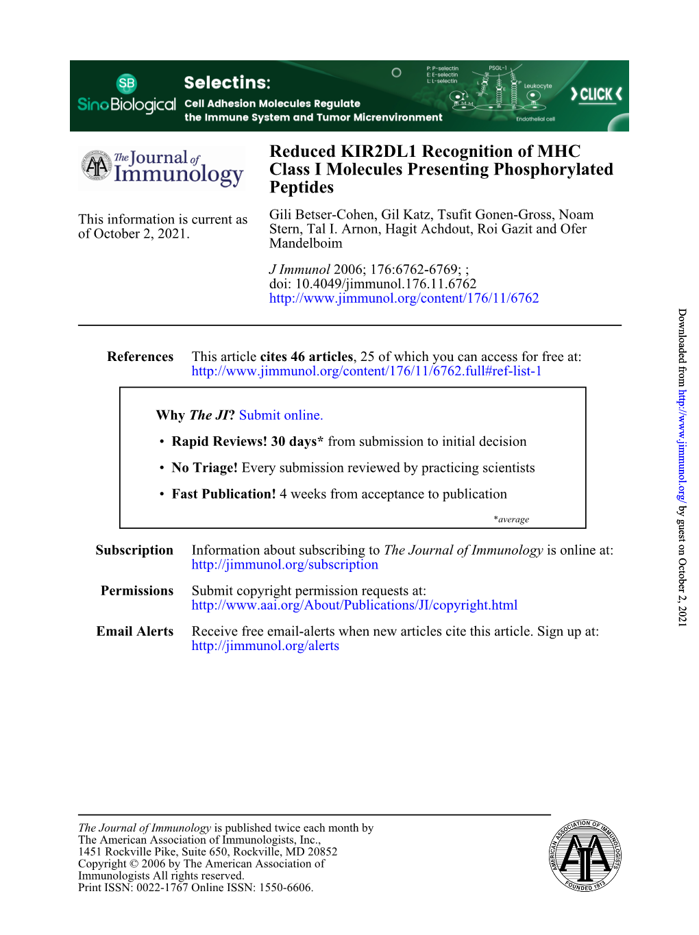 Peptides Class I Molecules Presenting Phosphorylated Reduced KIR2DL1 Recognition Of