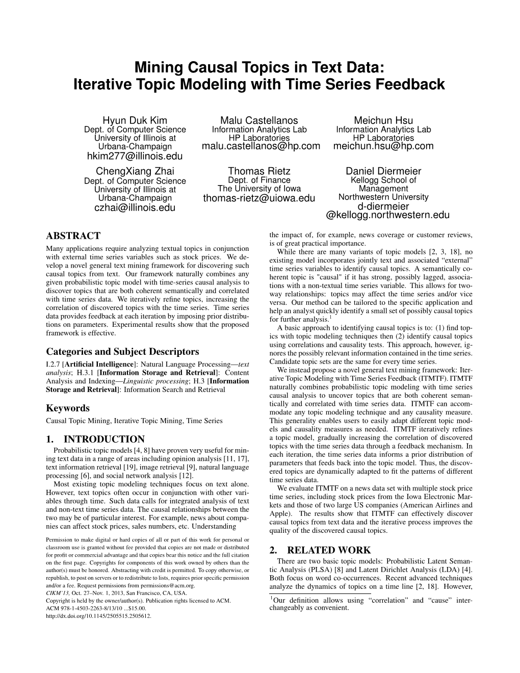 Iterative Topic Modeling with Time Series Feedback