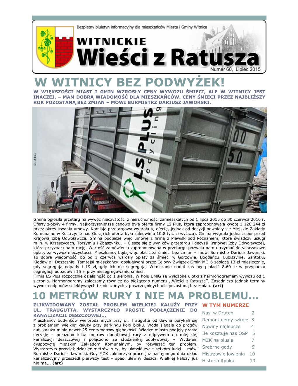 W Witnicy Bez Podwyżek! W Większości Miast I Gmin Wzrosły Ceny Wywozu Śmieci, Ale W Witnicy Jest Inaczej